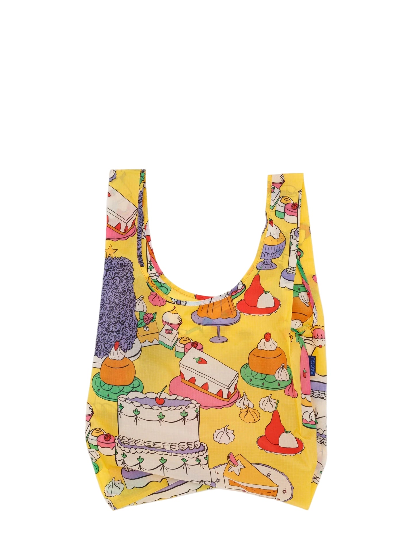 Reusable bag with cake pattern on a white background