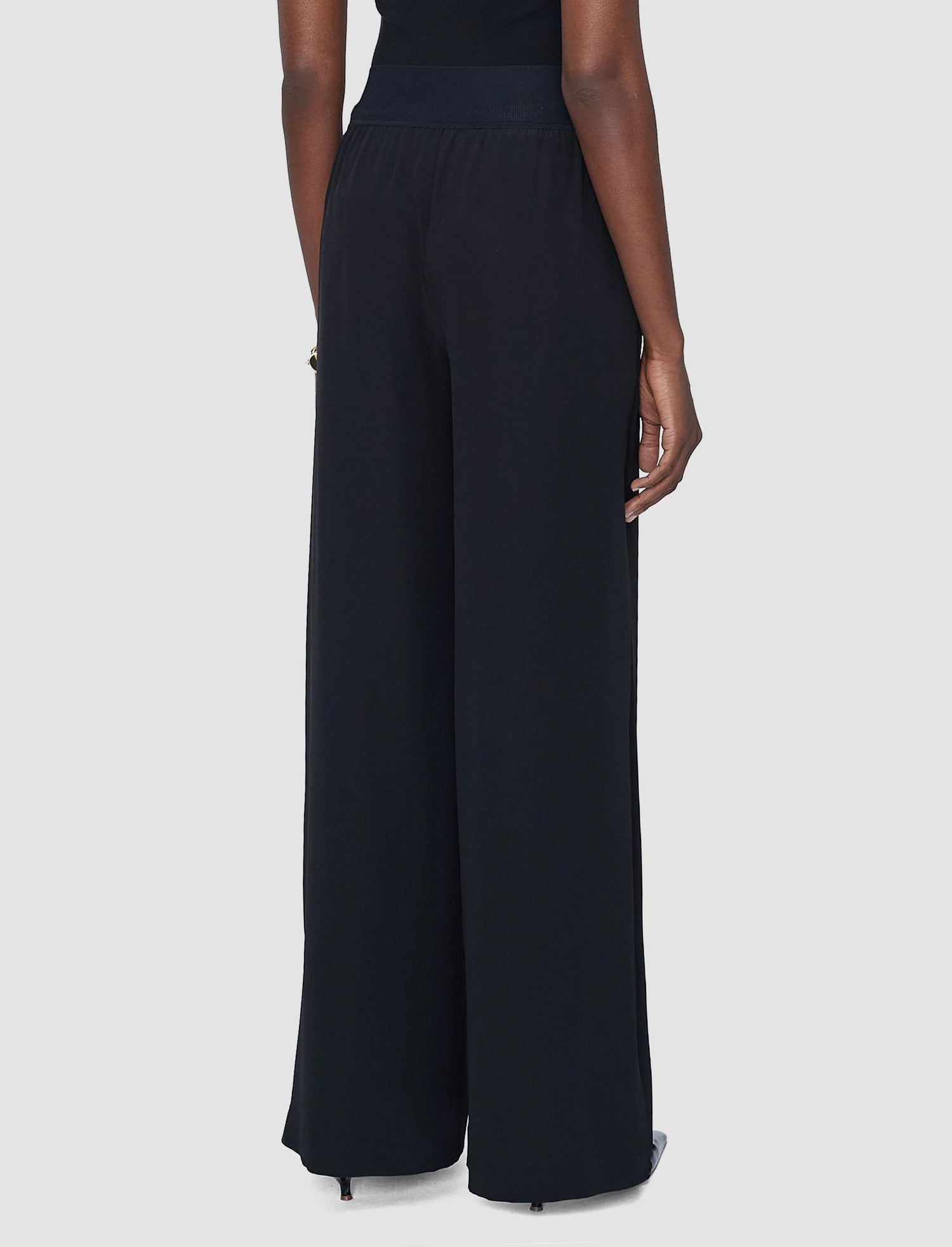 Rihani Crepe de Soie Silk Trousers, black