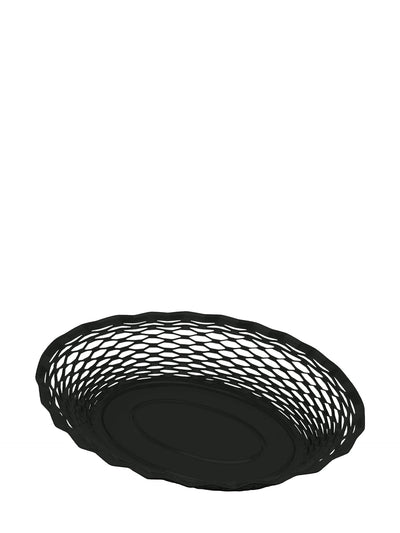 Metal bread basket, Large oval, Black