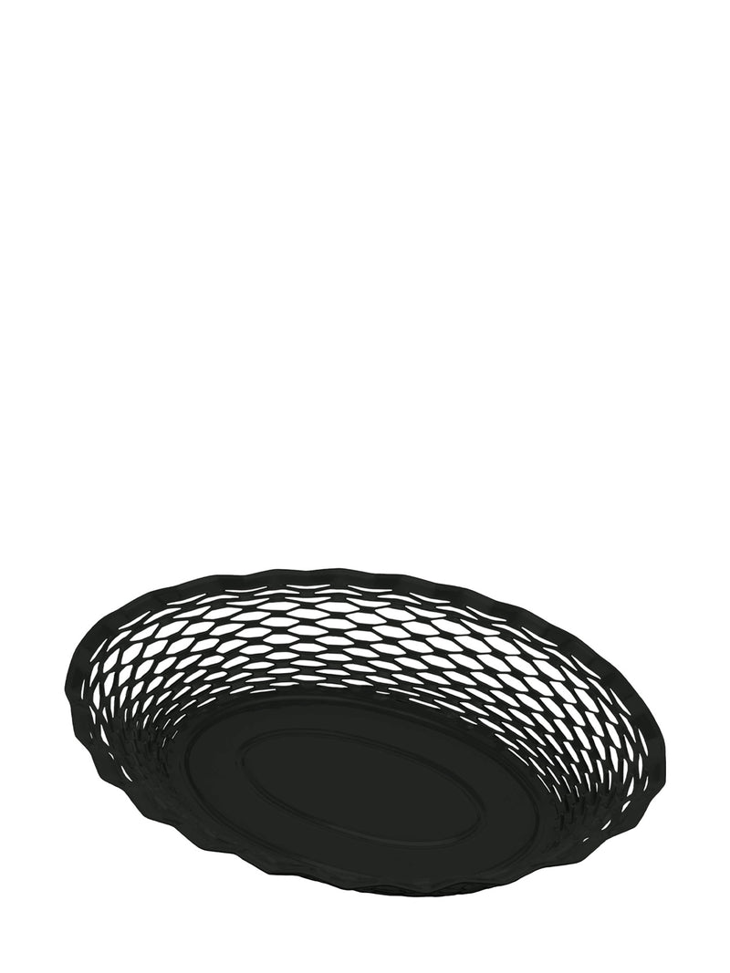 Metal bread basket, Large oval, Black