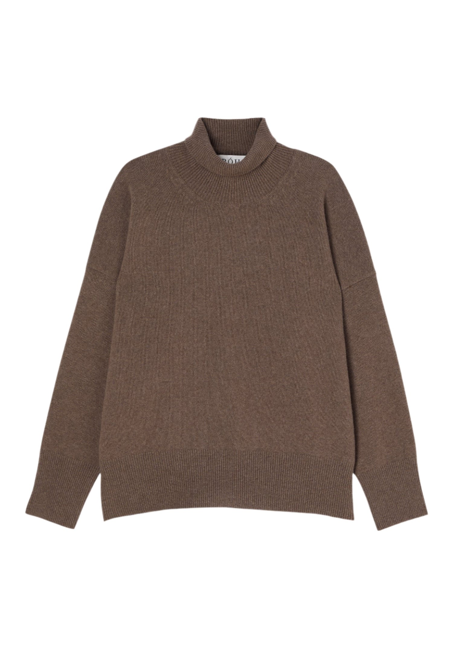 Classic turtleneck wool jumper, taupe melange