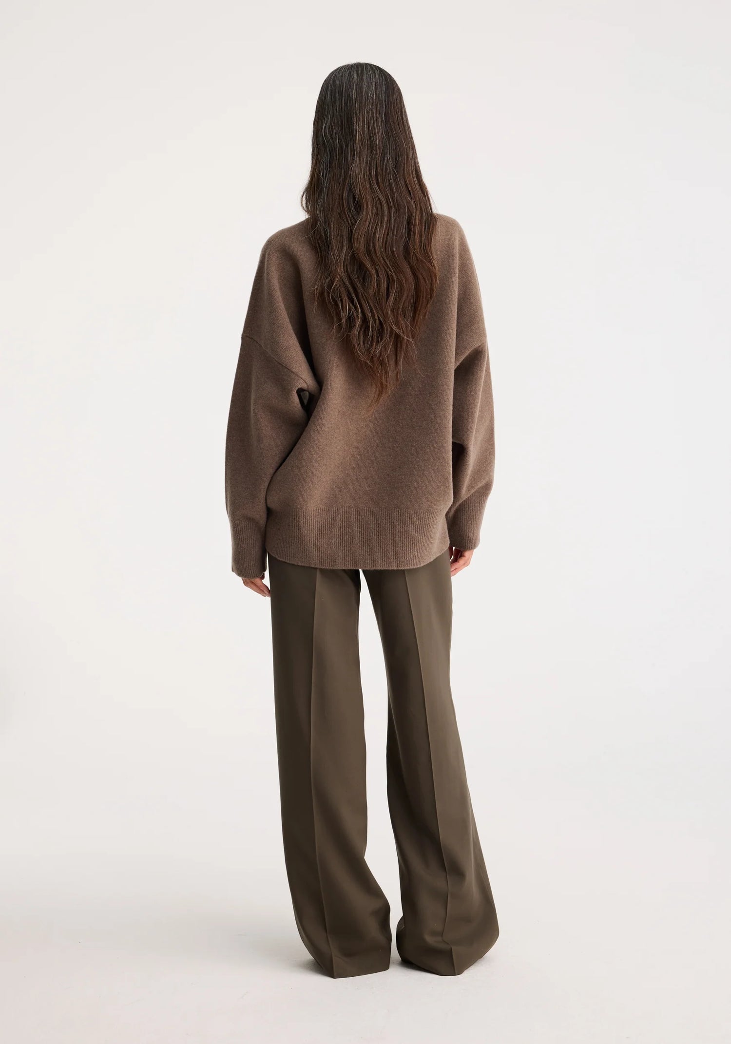 Classic turtleneck wool jumper, taupe melange