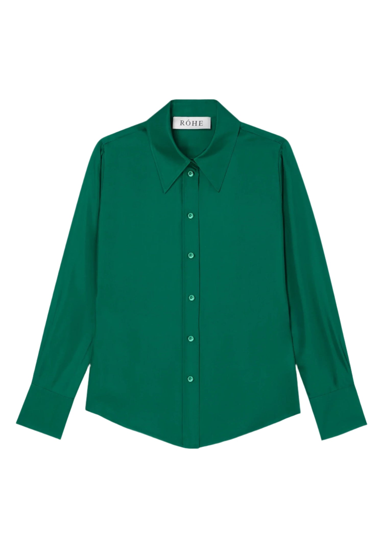 Fitted silk shirt, emerald