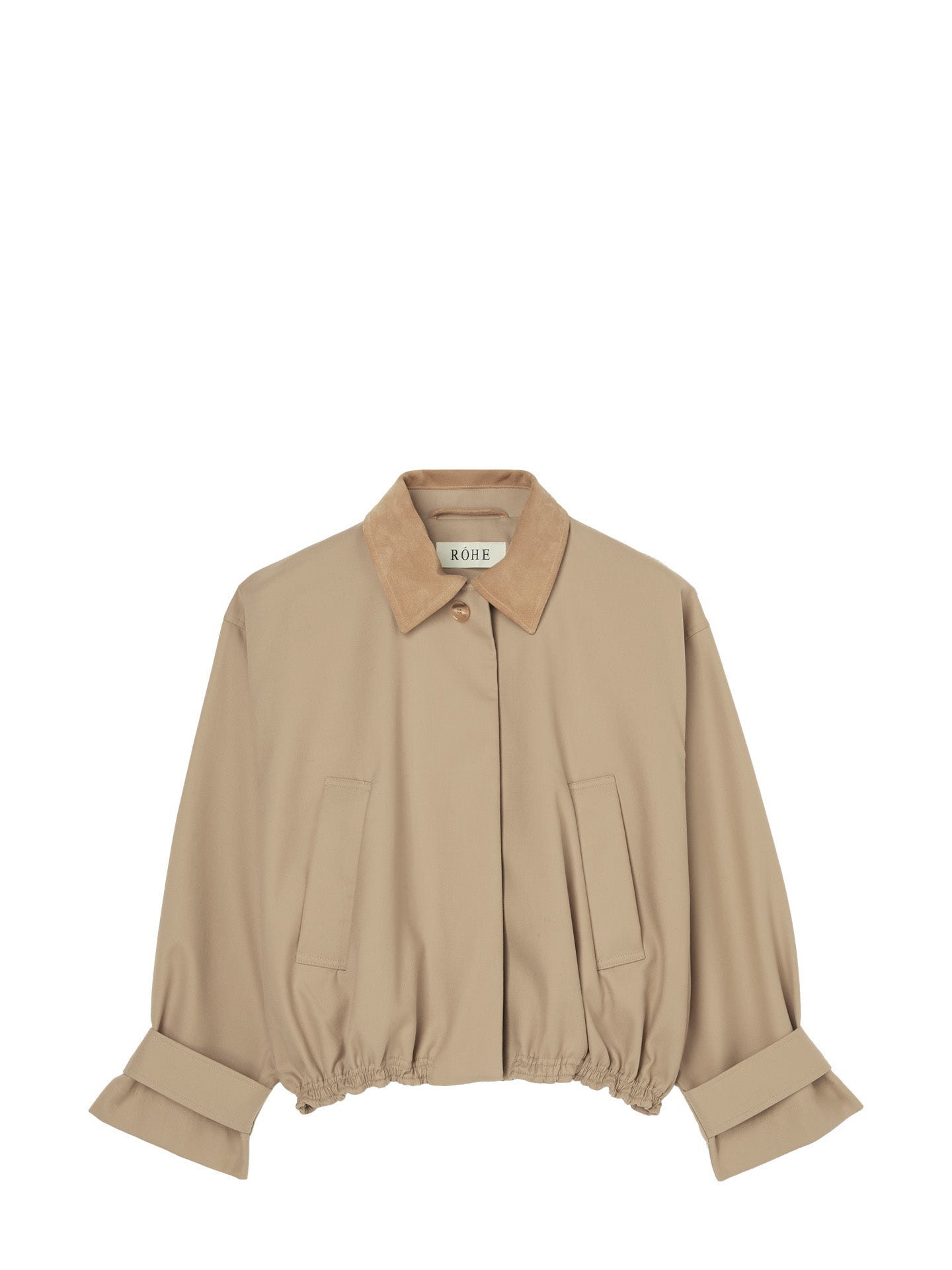 Suede collar blouson jacket, sand