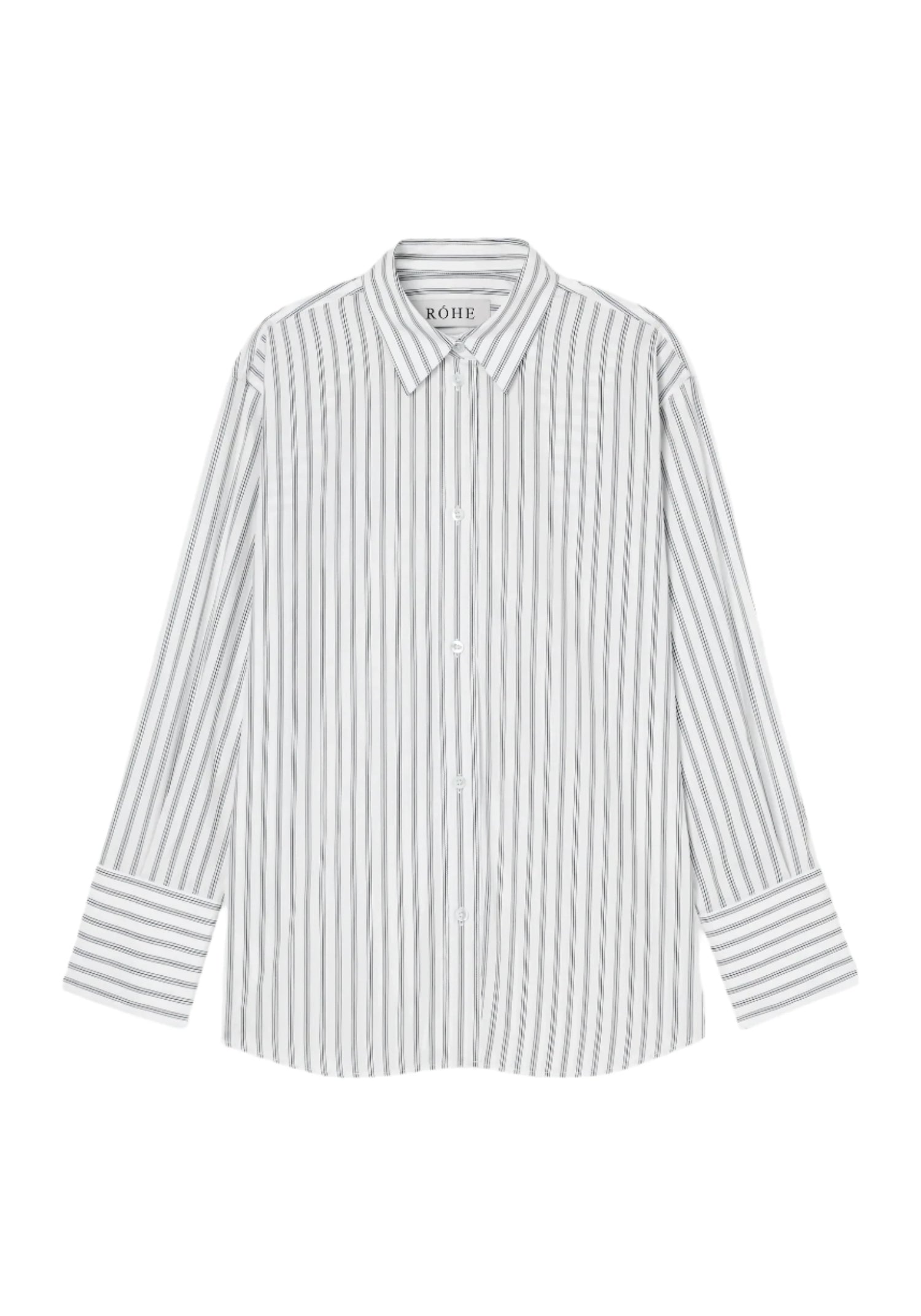 Oversized striped shirt, white w. black stripes