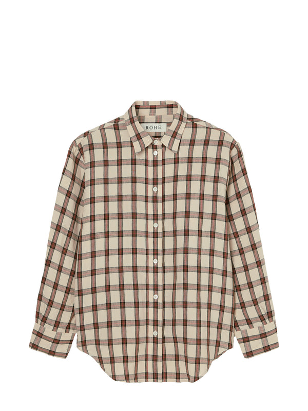 Oversized check shirt, red table check