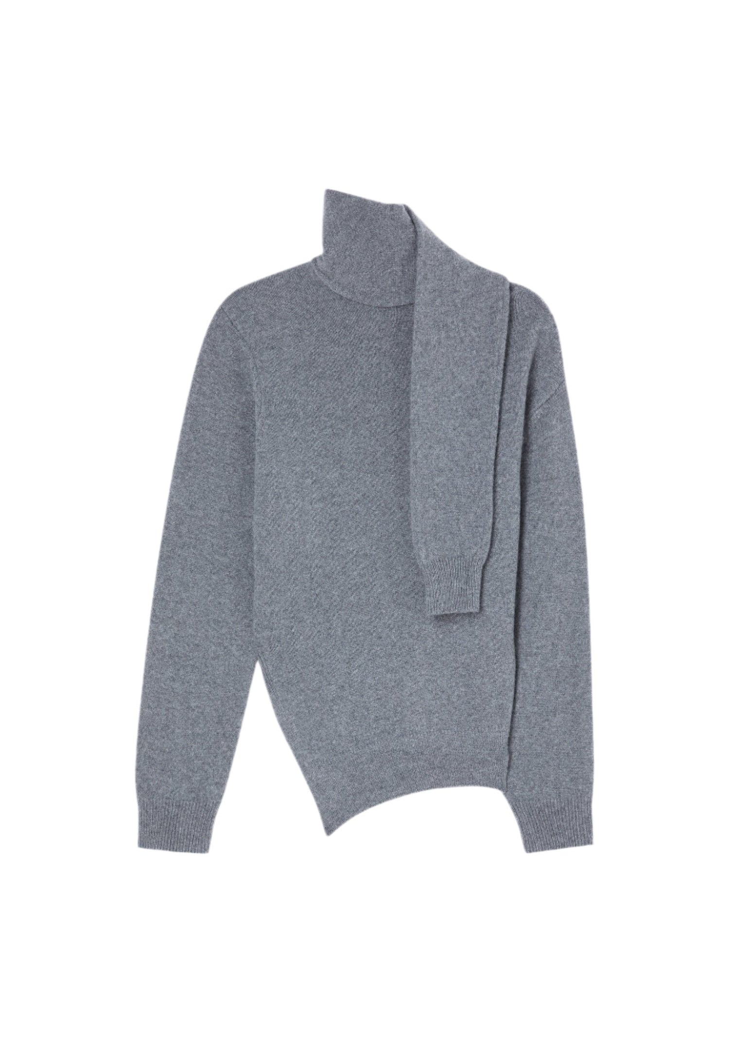 Twisted scarf jumper, mid grey melange