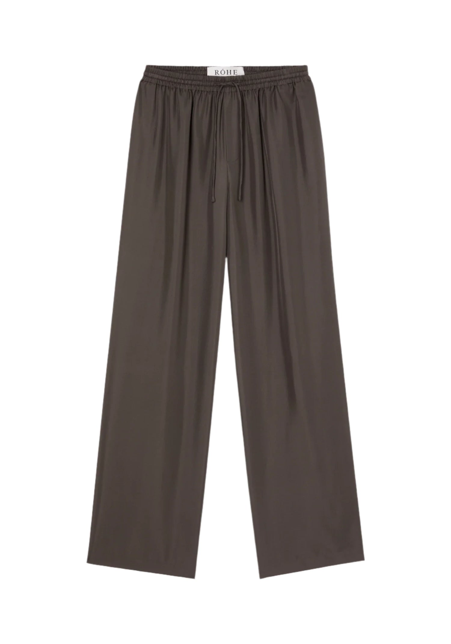 Wide leg silk trousers, earth