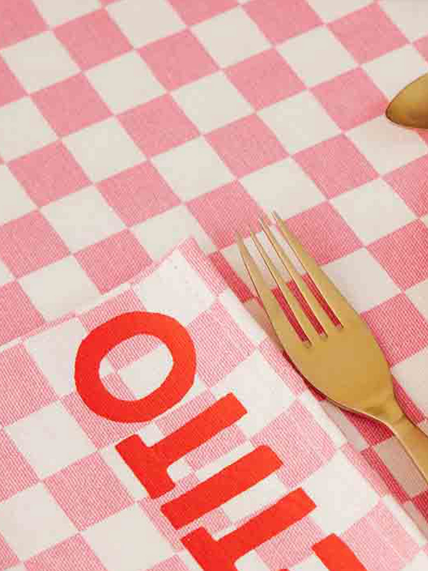 Tablecloth zoe checkerboard, strawberry pink