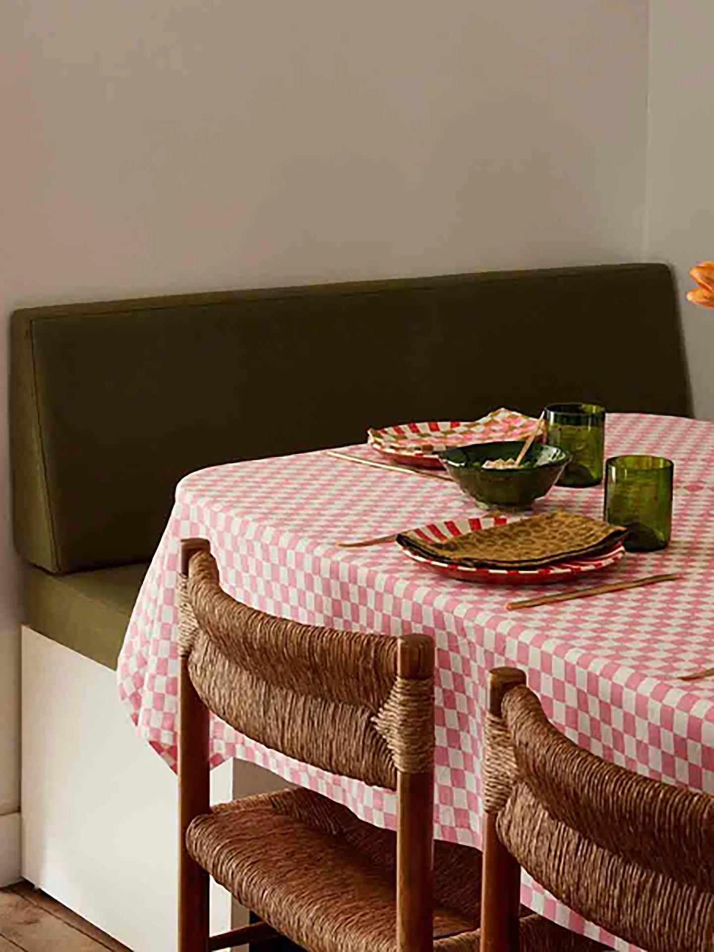 Tablecloth zoe checkerboard, strawberry