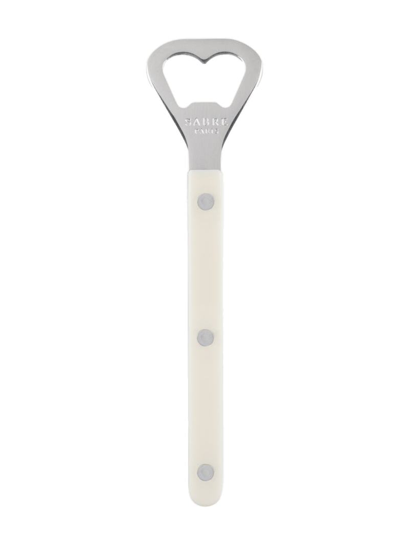 modern bottle opener in ivory and stainless steel