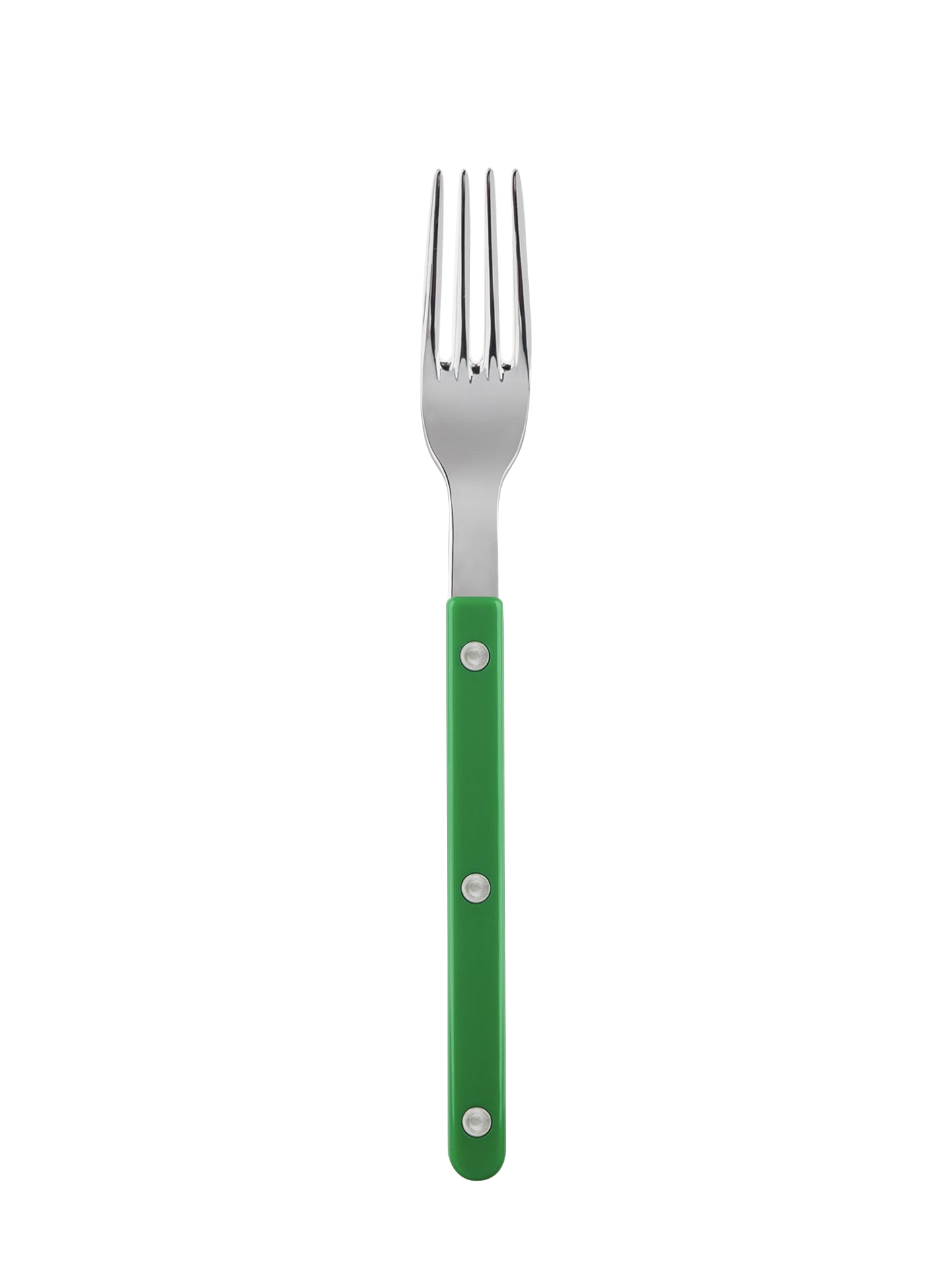The dinner fork from the Bistrot collection in garden green is a new interpretation from the cutleries of the Parisian cafés and bistros. Fresh as a newly sprouted pea, but utilitarian and minimalist otherwise, this will fit perfectly with contemporary looks with just little mouthful of French chic.