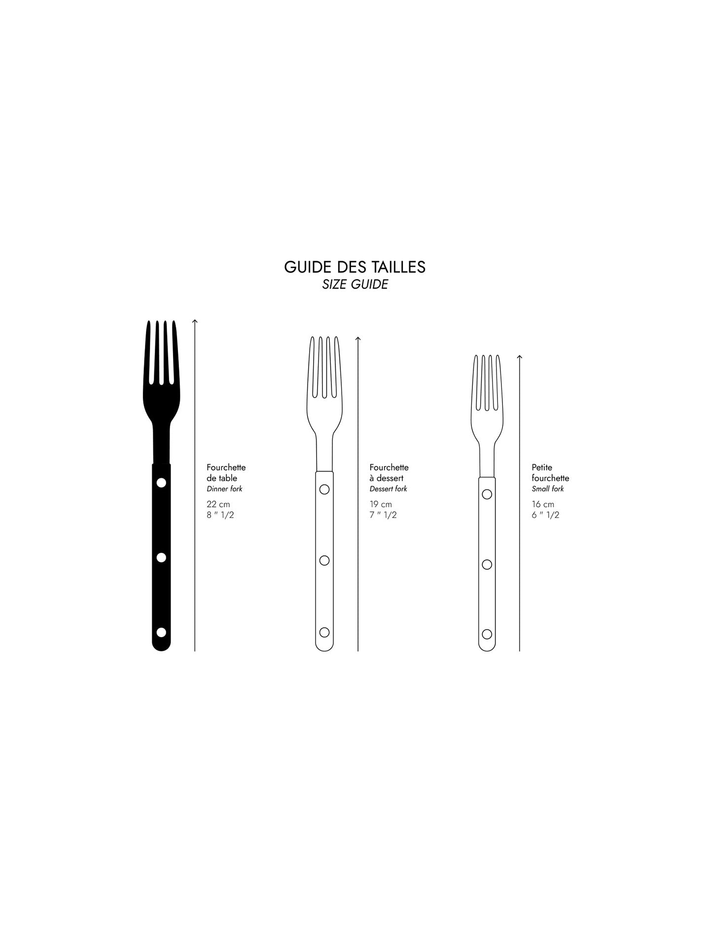 The Bistrot dinner fork is 22 cm tall.