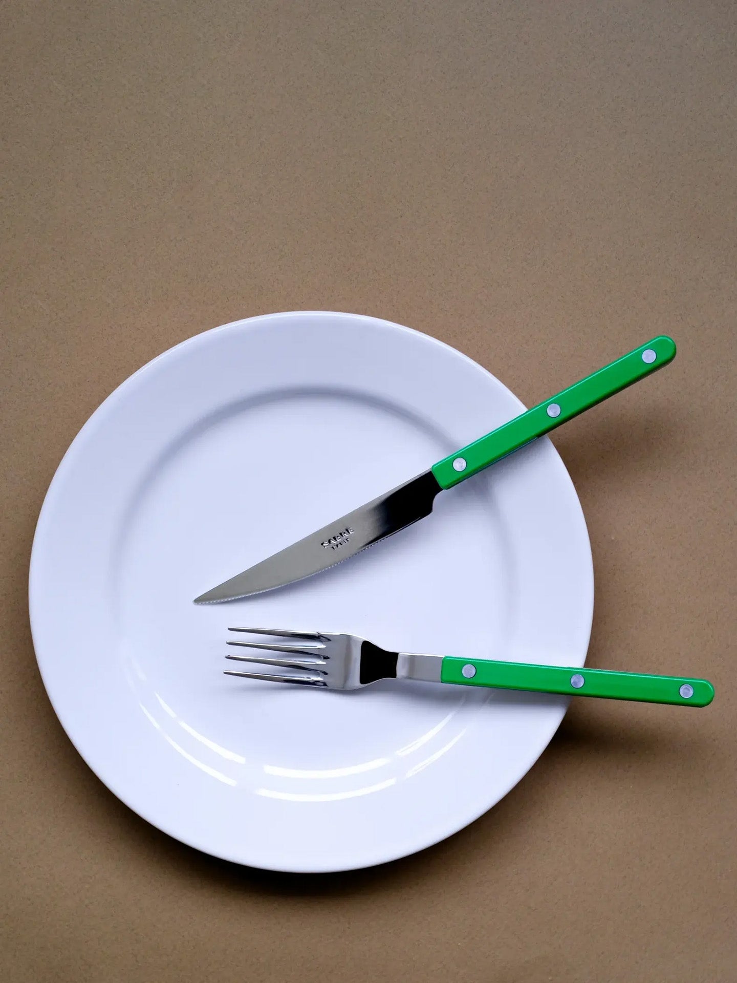 The green Bistrot knife is sleek and the edge is sharp. Great for cutting! Looks amazing, too.