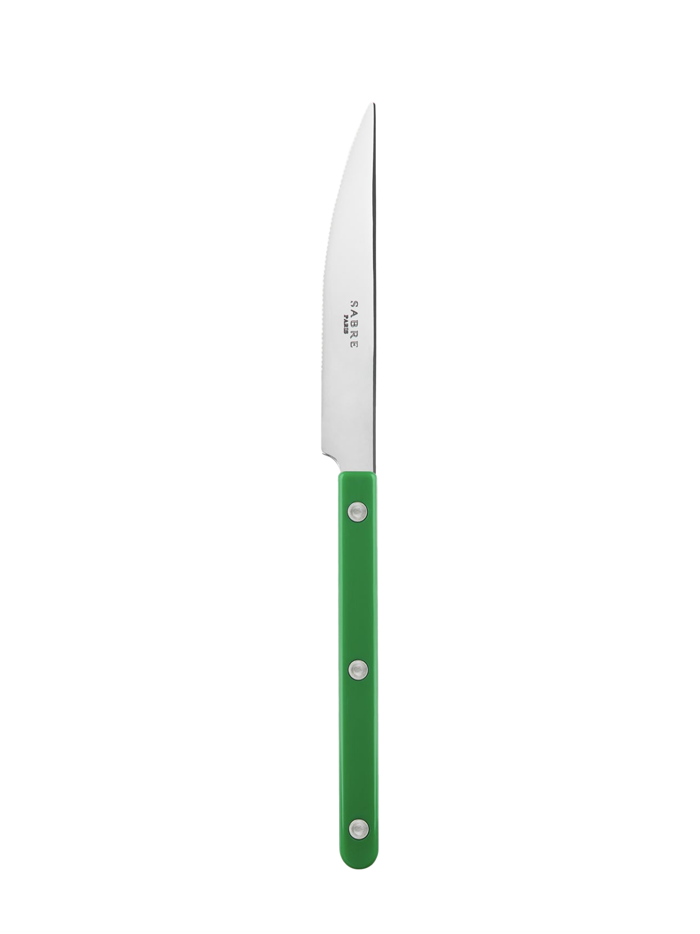 The Bistrot garden green dinner knife by Sabre Paris is a fresh combo of new design and the tradition of the rich Parisian bistro and cafe culture.