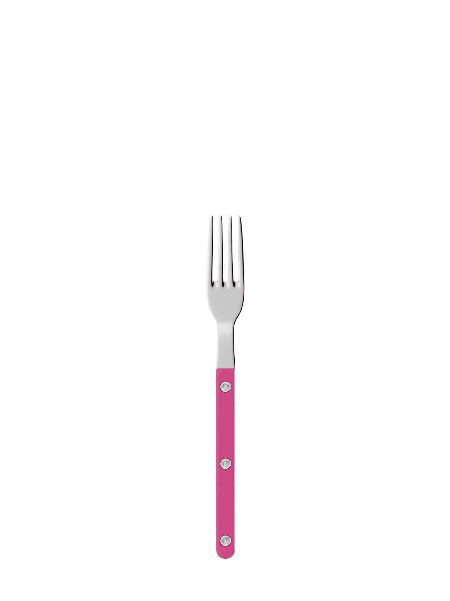 Fork with pink handle on a white background