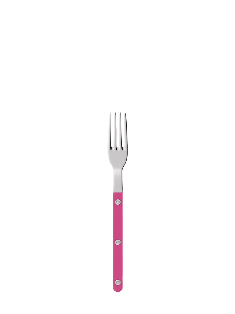 Fork with pink handle on a white background