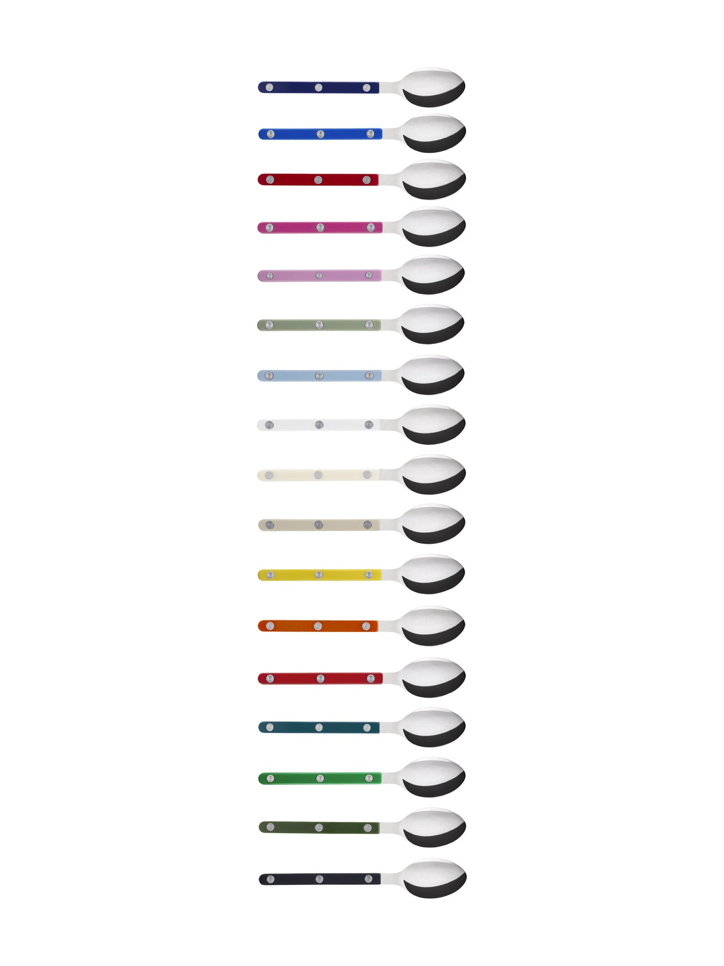 Colourful Bistrot tea spoons on a white background 