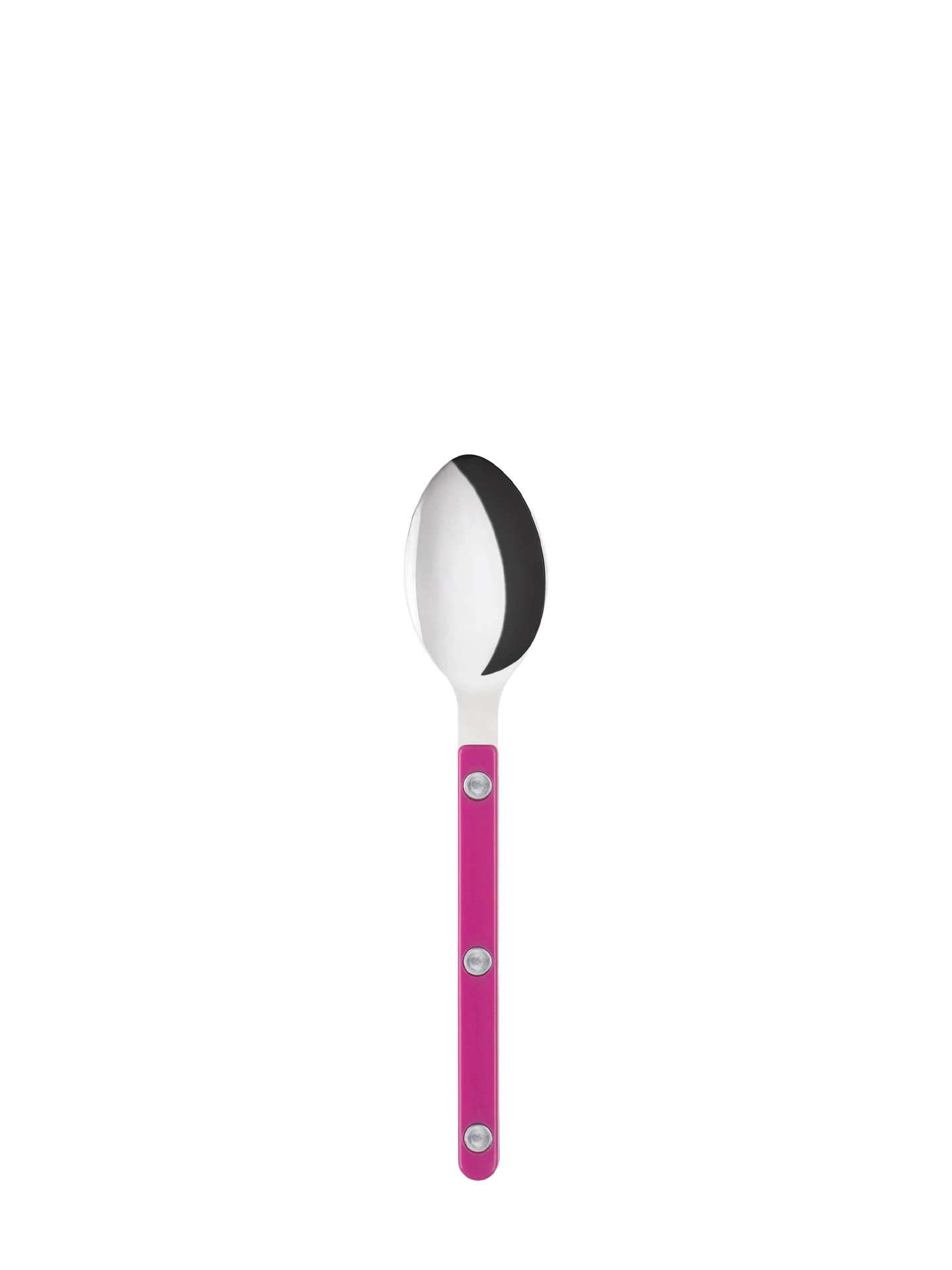 The tea spoon from the Bistrot collection in raspberry pink is a new interpretation from the cutleries of the Parisian cafés and bistros. Cute as a button, but utilitarian and minimalist otherwise, this will fit perfectly with contemporary looks with just little spoonful of French chic.