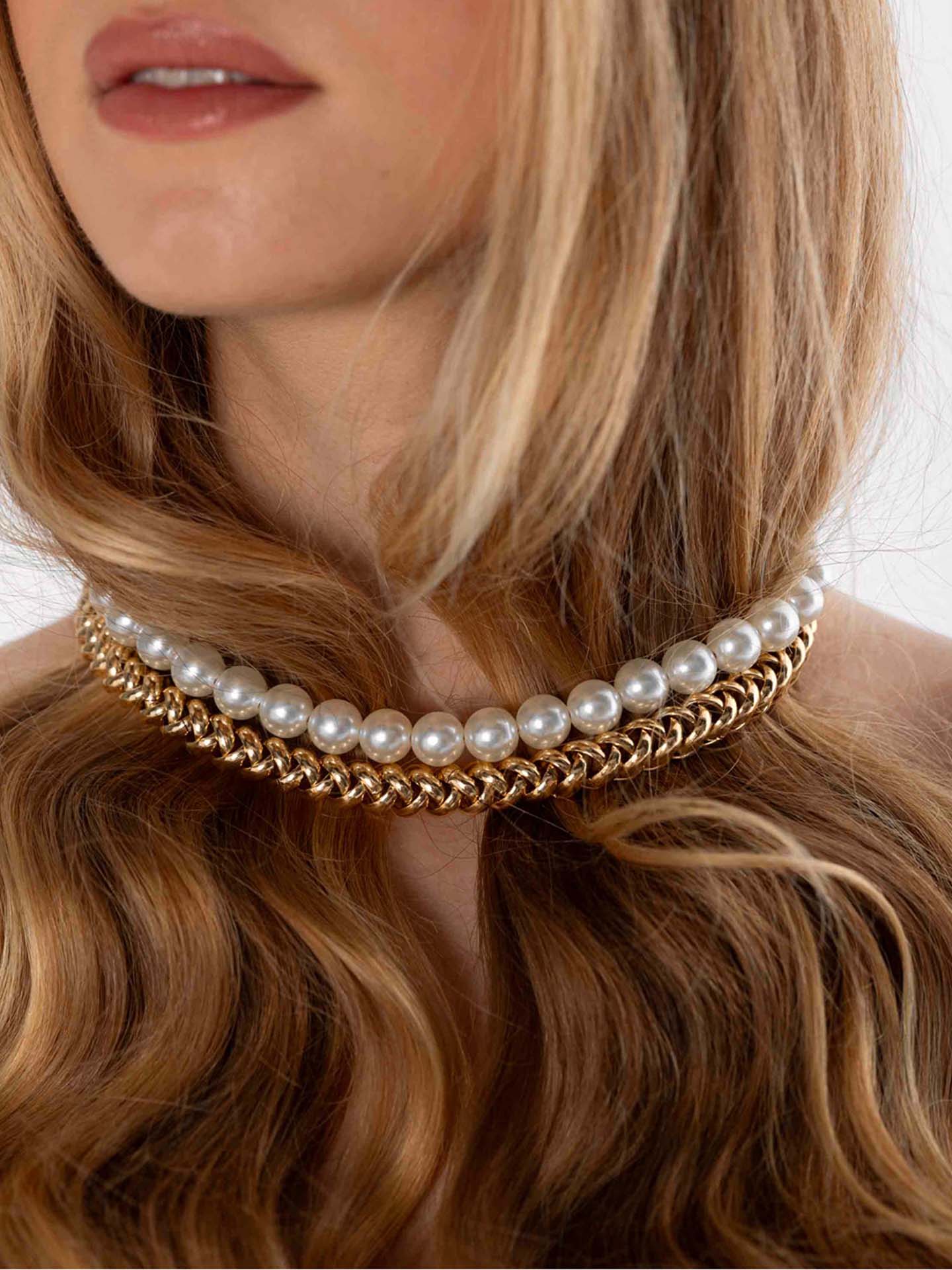 Bichou elastic chain necklace, gold or silver