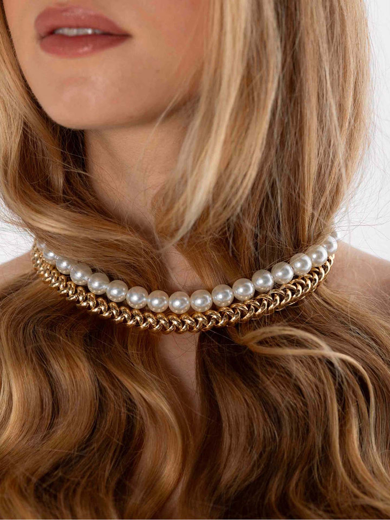 Bichou elastic chain necklace, gold or silver