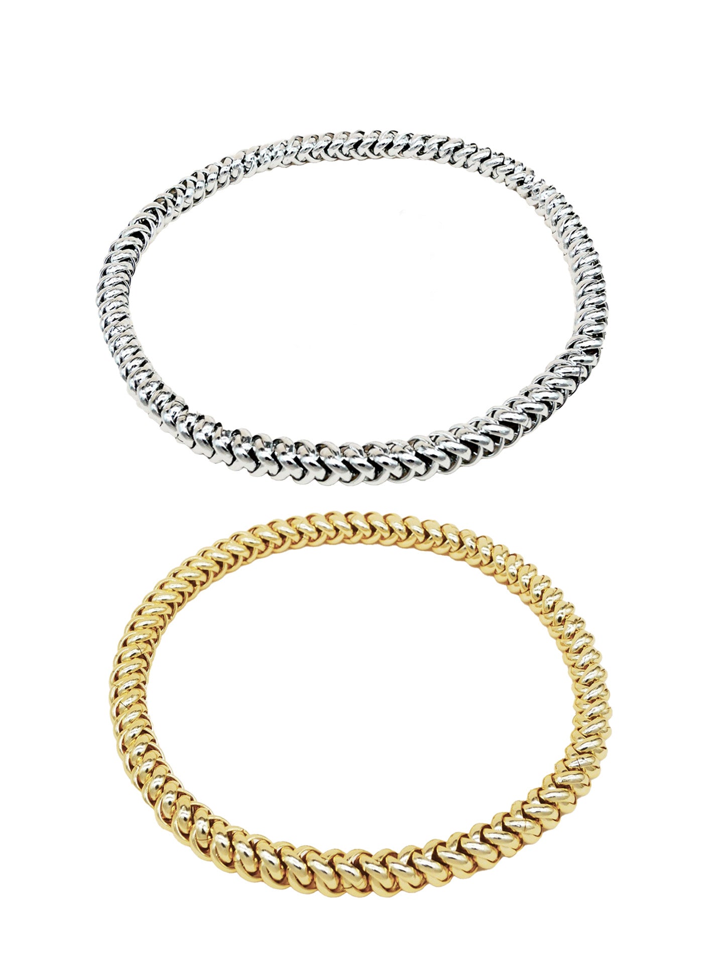Bichou elastic chain necklace, gold or silver