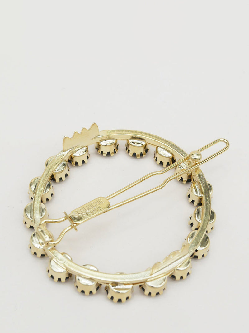 Coloured cristal round hair clip, black