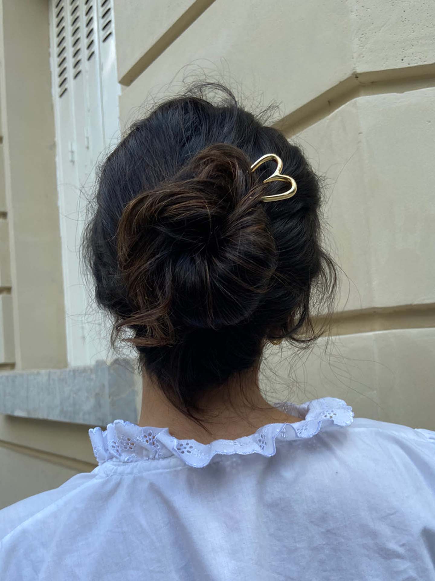Romane heart hair pin, gold