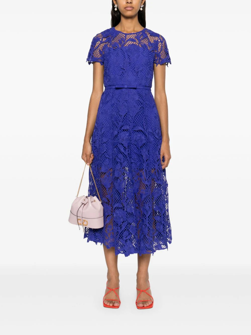 Lace Midi Dress, blue