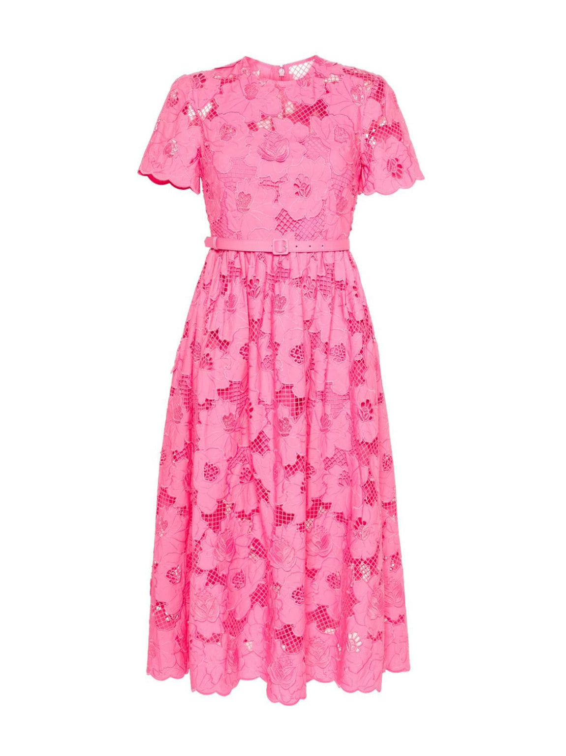 Cotton Lace Midi Dress, pink