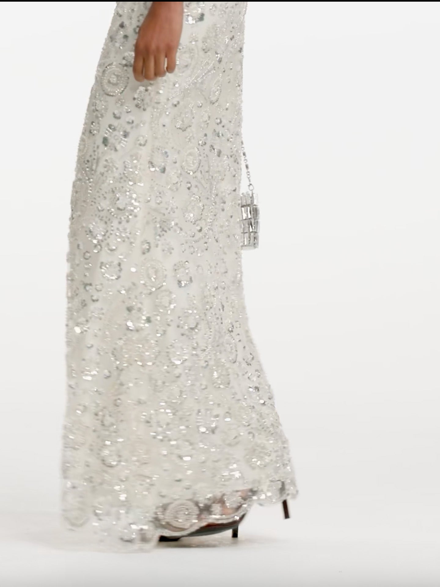 Floral sequin maxi dress, cream