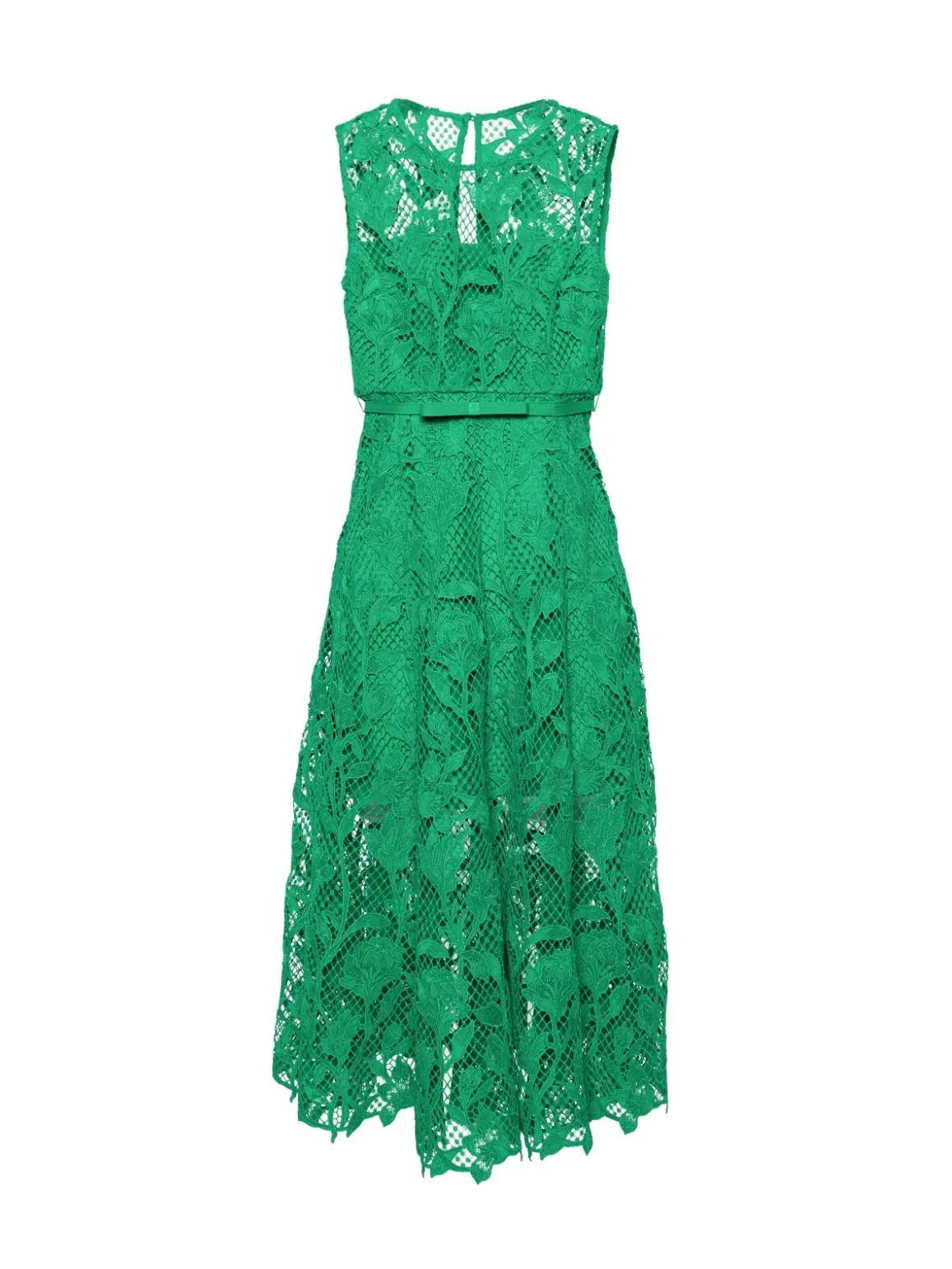 Lace Sleeveless Midi Dress, green