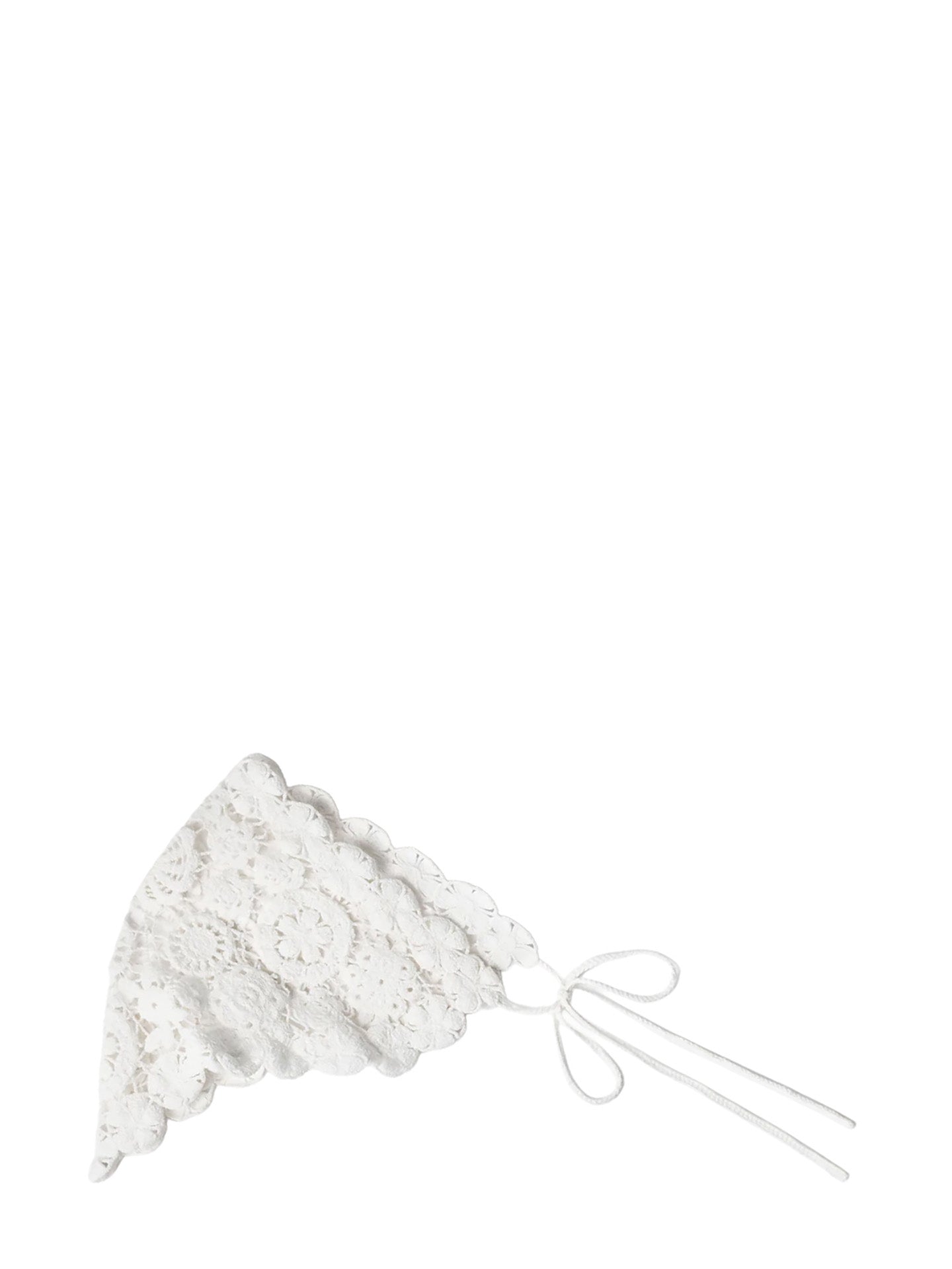 White cotton crochet bandana, white