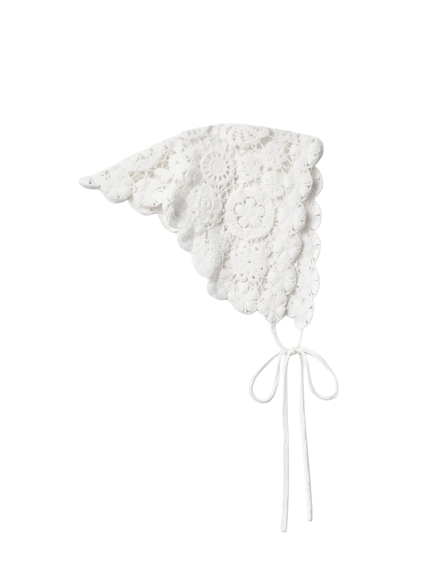 White cotton crochet bandana, white