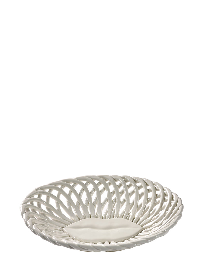 Salvador ceramic oval bread basket (27cm), white