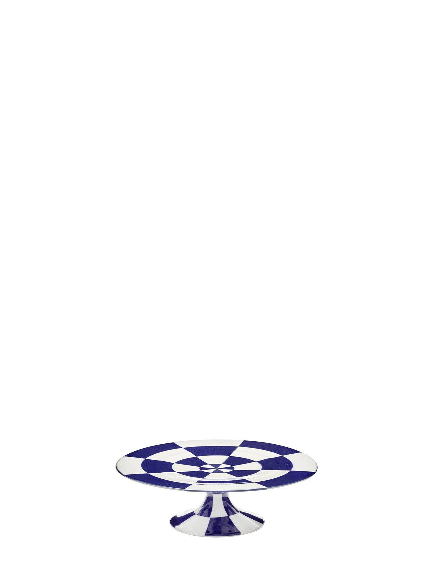 Checkerboard cake stand Fête des Bêtes, blue-white