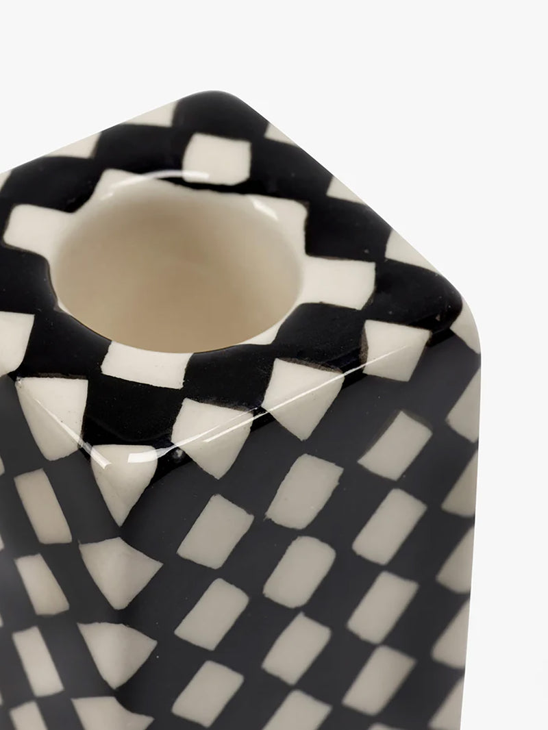 Candle holder N°1, black-white