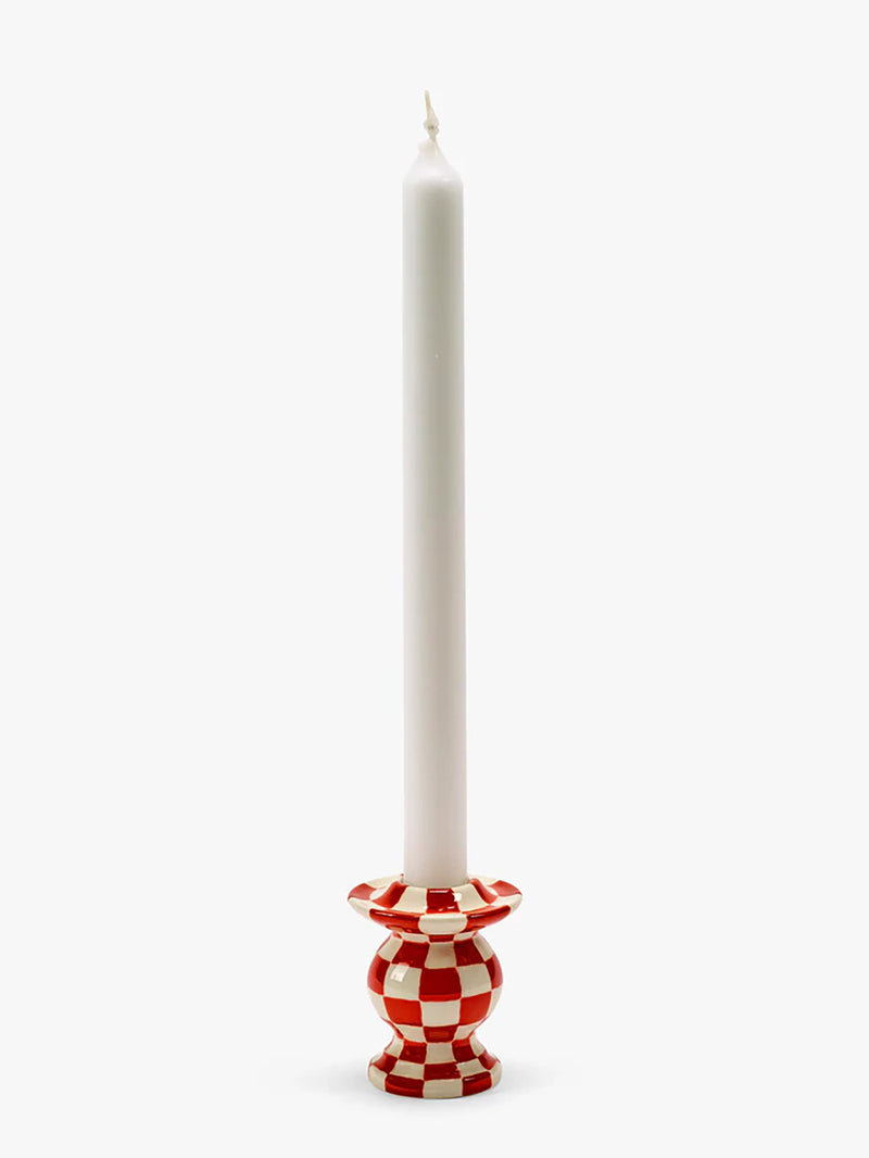 Candle Holder N°2, red-white checkerboard