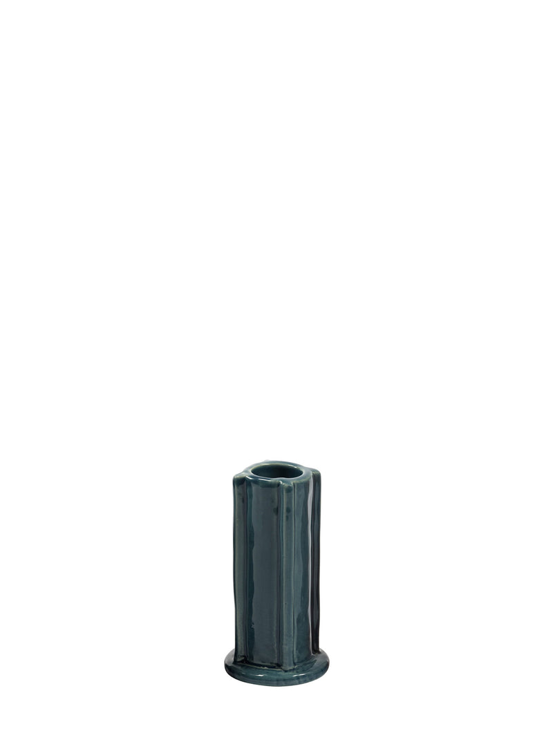 teal cylindrical candle holder