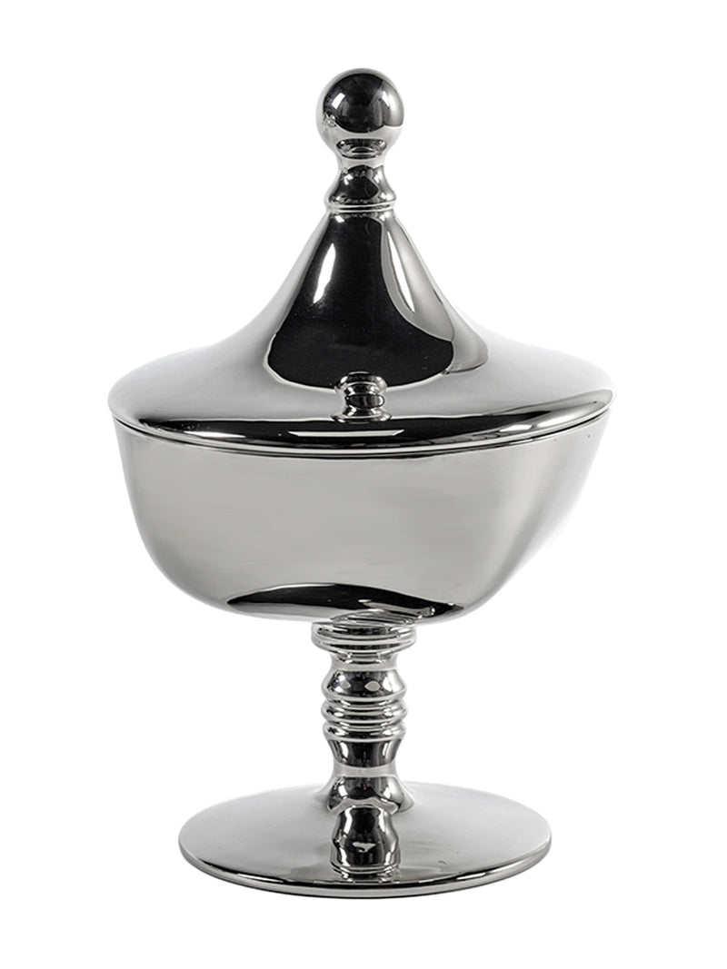 Josephine small treat jar with lid N°02, silver, by Kris Van Assche