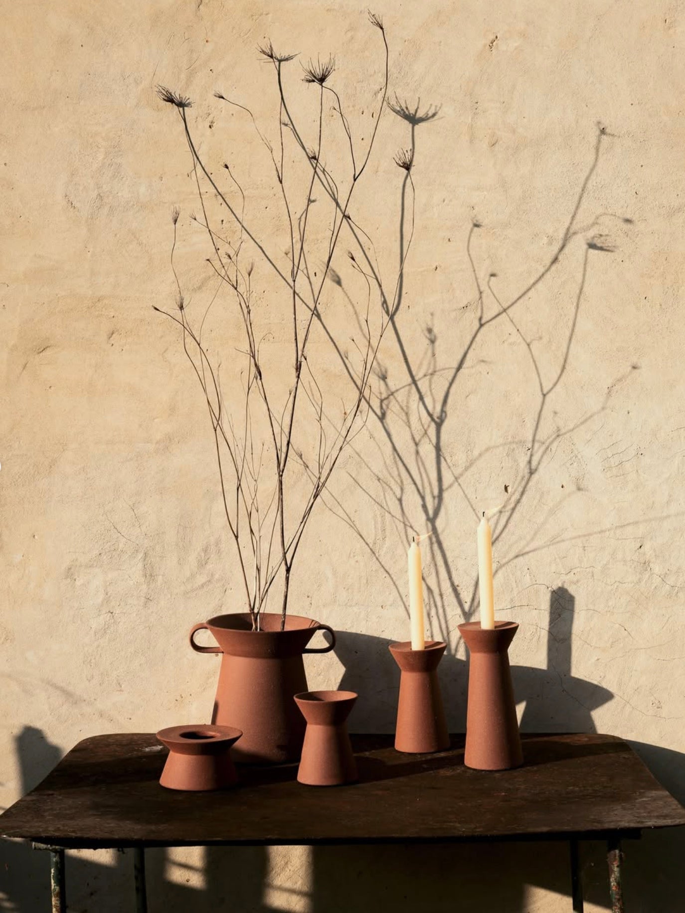 Marie-Ann Candle Holder L, red/brown (21,5cm)