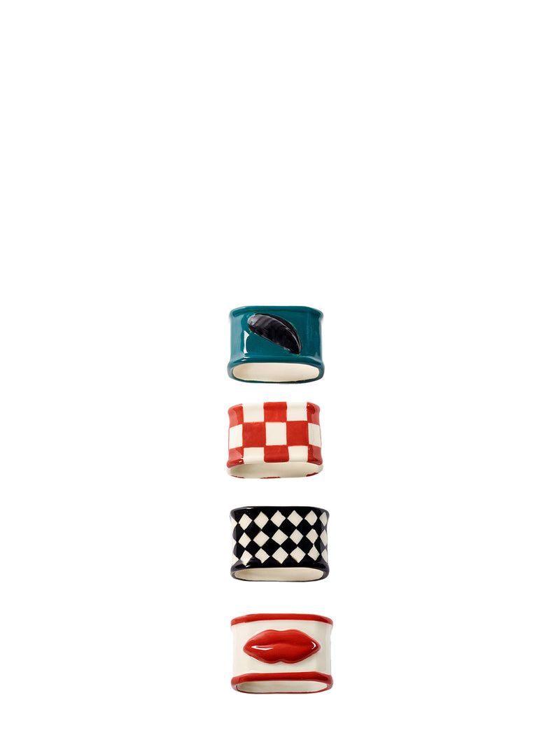 Ceramic napkin ring, set of 4