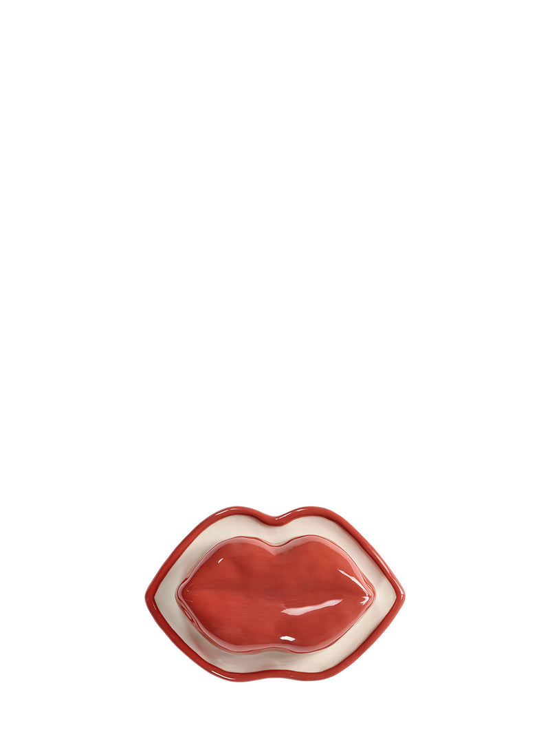 Red lips lidded dish (18cm)