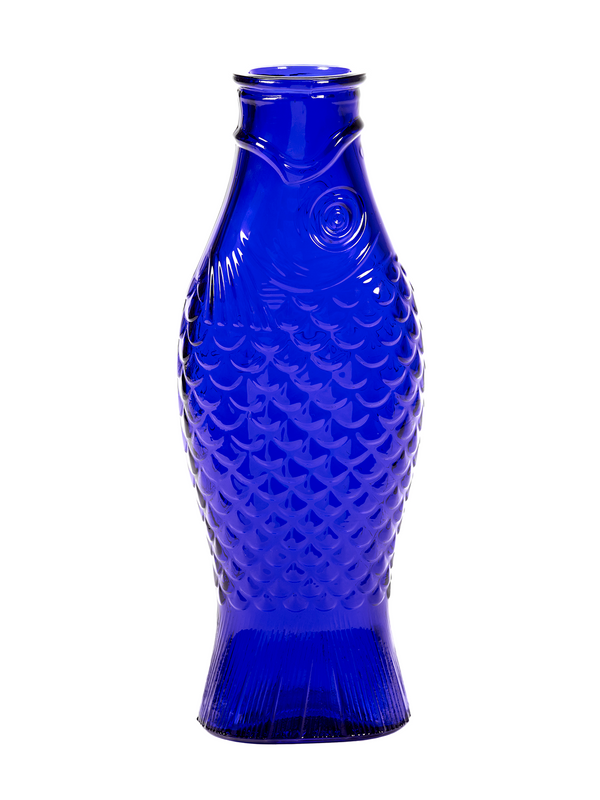 Fish & Fish Bottle, Cobalt Blue