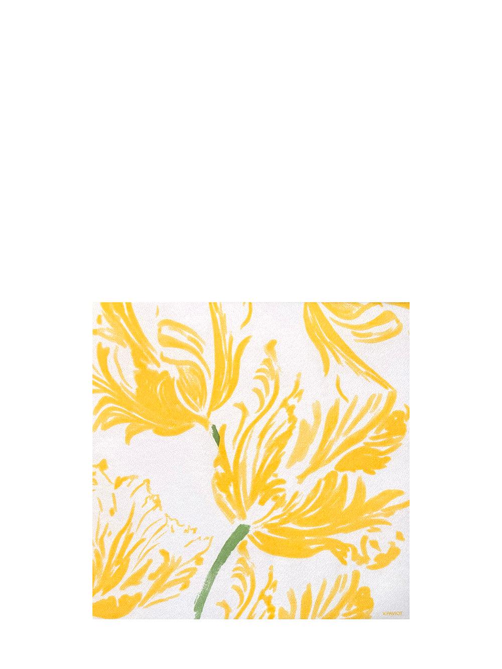 Yellow floral paper napkin on a white background