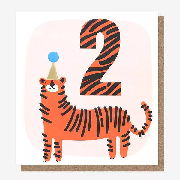 2nd birthday party pals tiger birthday card