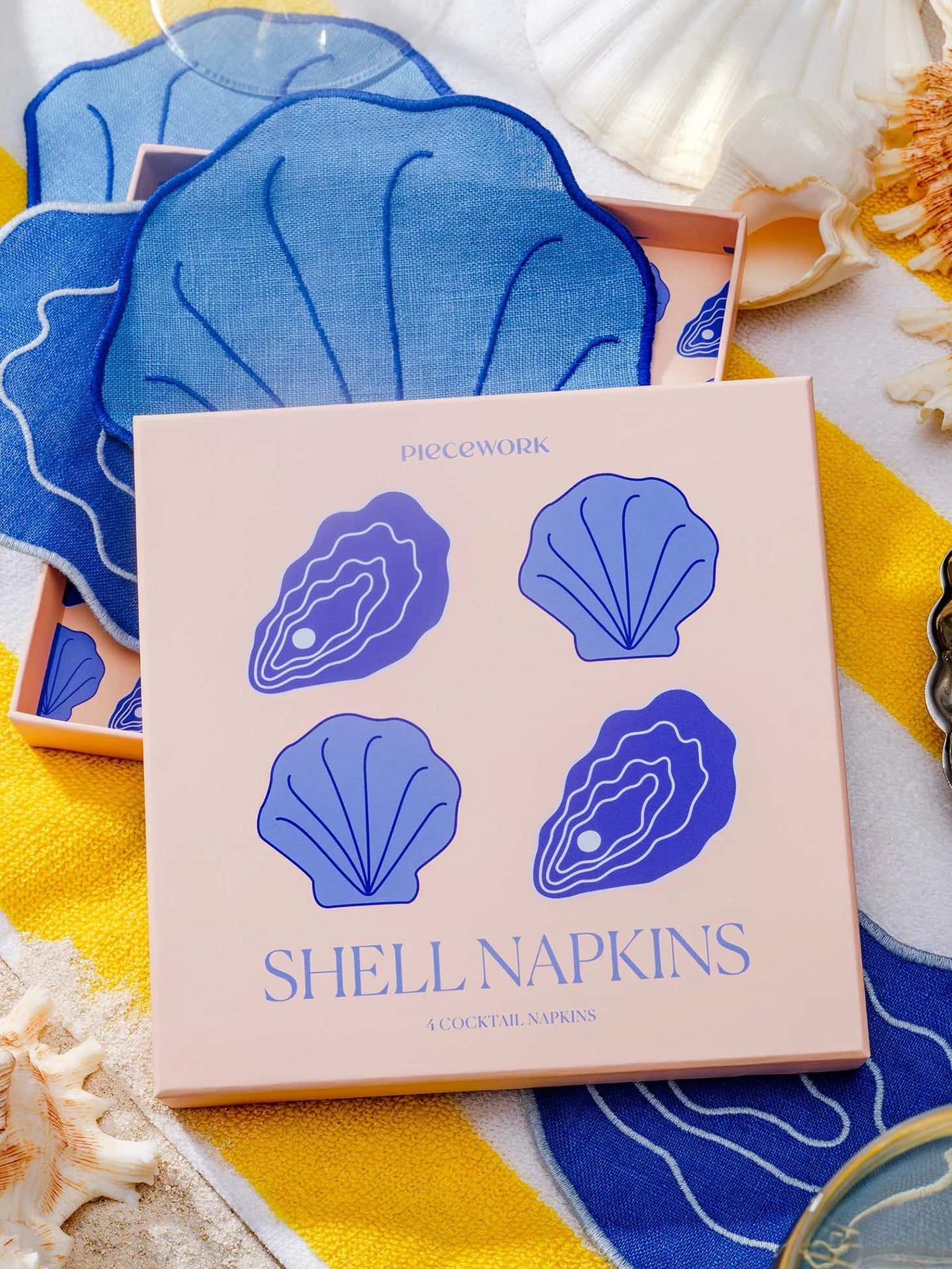 Shell cocktail napkins / coasters, set of 4