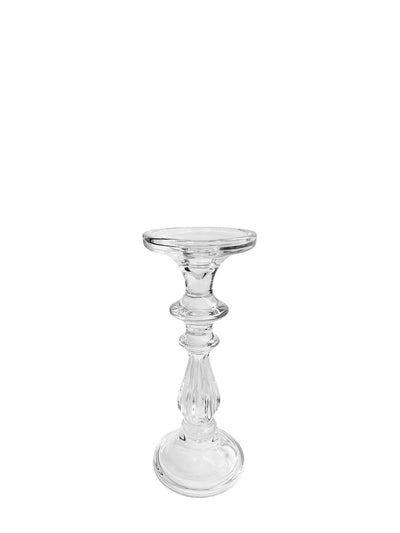 Glass candle holder with drip tray, medium (25 cm)