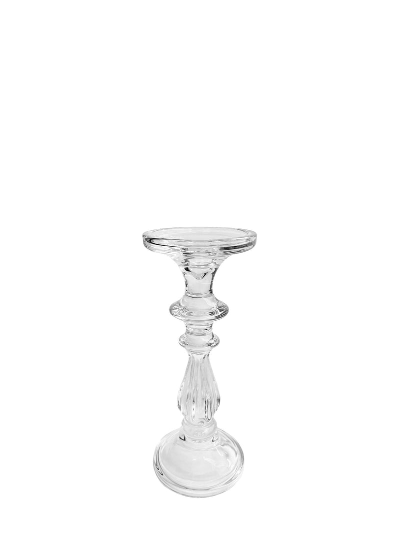 Glass candle holder with drip tray, medium (25 cm)