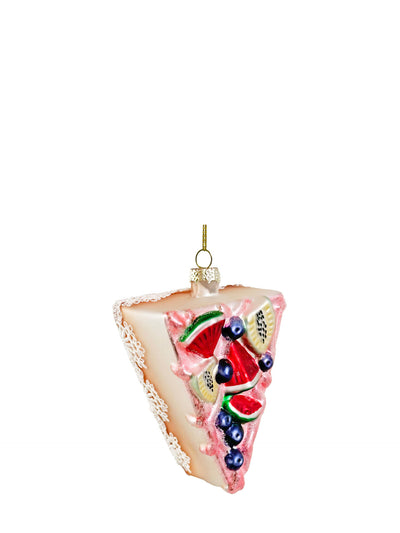 Fruit cake slice glass ornament (8 cm)